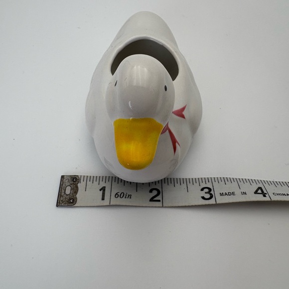 Charming White Duck Planter with Red Bow - Picture 9 of 11